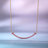 [Solara Jewelry]BIG SMILE PEDANT PINK DIAMOND NECKLACE