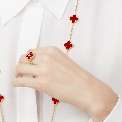 [Solara Jewelry]CLOVER CARNELIAN RING ROSE GOLD DIAMOND