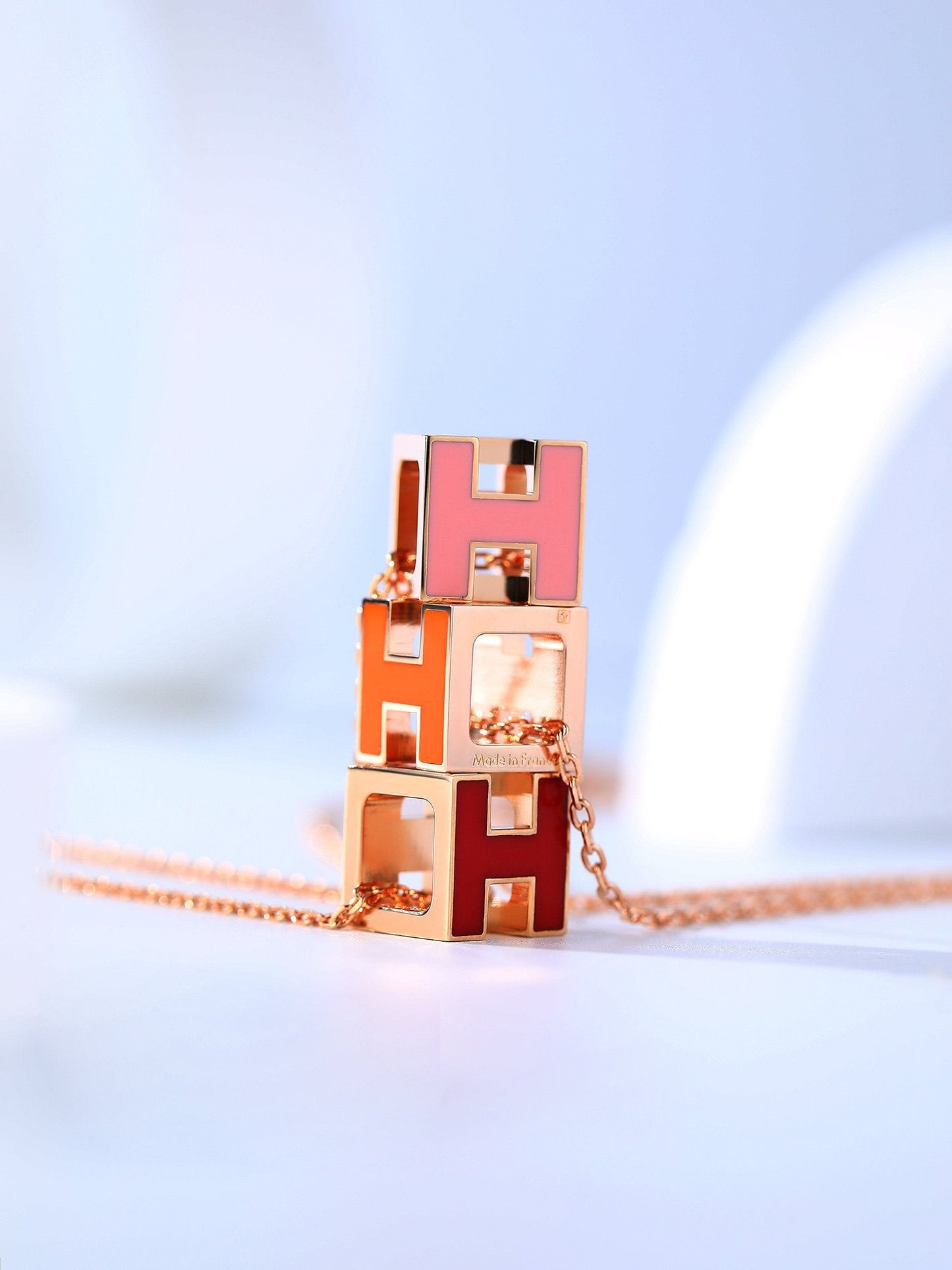 [Solara Jewelry]H CAGE PINK GOLD NECKLACE