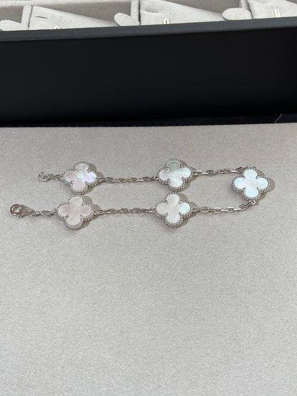 [Solara Jewelry]CLOVER SILVER MOP 5 MOTIF BRACELET