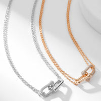[Solara Jewelry]HARDWEAR DIAMOND PEDANT DOUBLE CHAIN NECKLACE