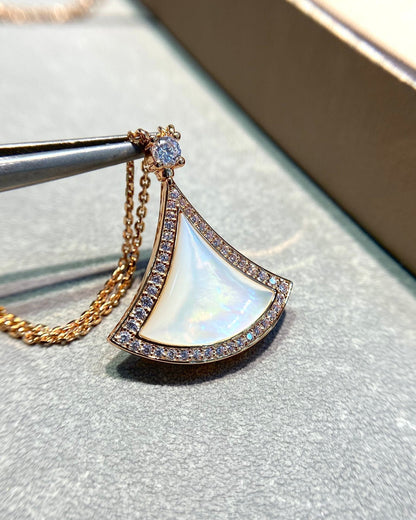 [Solara Jewelry]DREAM MOP DIAMOND PAVED PINK GOLD NECKLACE