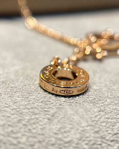 [Solara Jewelry]DREAM MOP DIAMOND PAVED PINK GOLD NECKLACE
