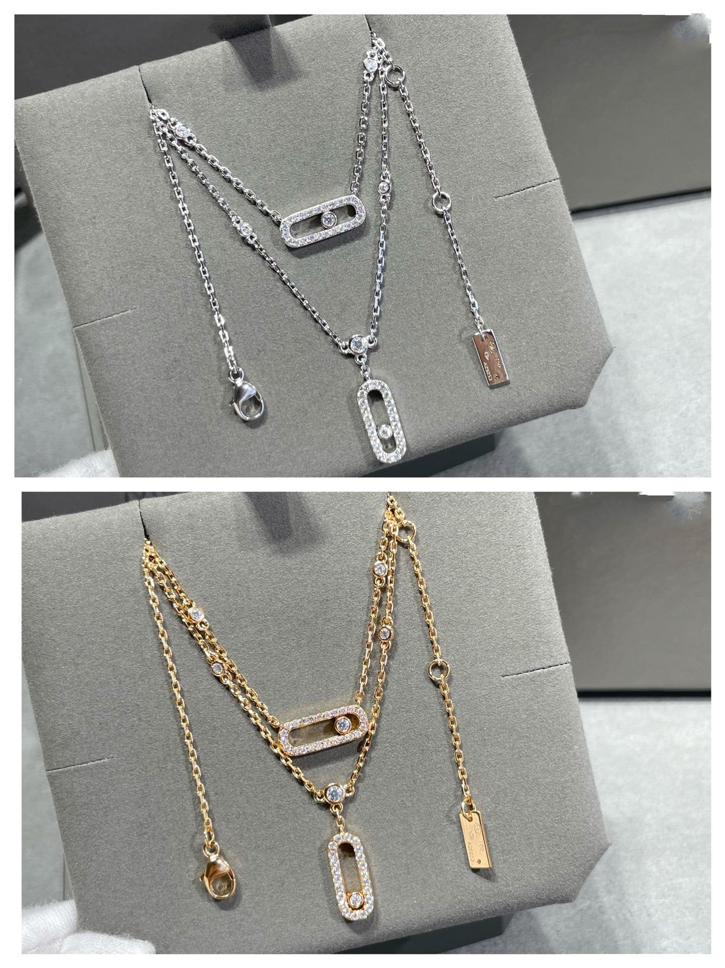 [Solara jewelry]MOVE 2 ROW DIAMOND NECKLACE