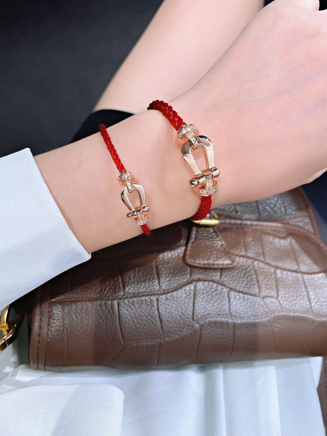 [Solara Jewelry]FORCE 10 HALF DIAMOND PINK GOLD RED CORDERI LARGE AND MEDIUM MODEL