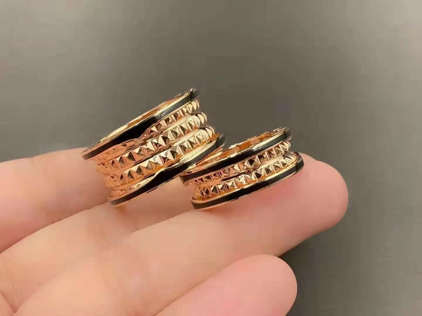 [Solara Jewelry]ZERO 1 ROCK BLACK CERAMIC PINK GOLD LARGE MODEL
