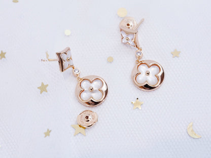 [Solara Jewelry]STAR AND SUN PINK GOLD MOP DROP EARRINGS
