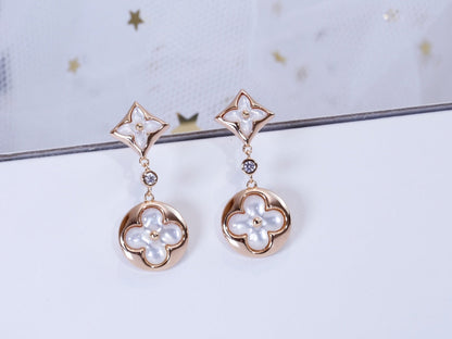 [Solara Jewelry]STAR AND SUN PINK GOLD MOP DROP EARRINGS