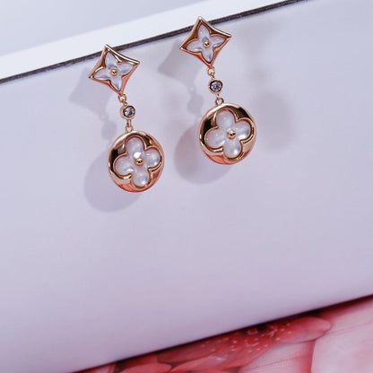 [Solara Jewelry]STAR AND SUN PINK GOLD MOP DROP EARRINGS
