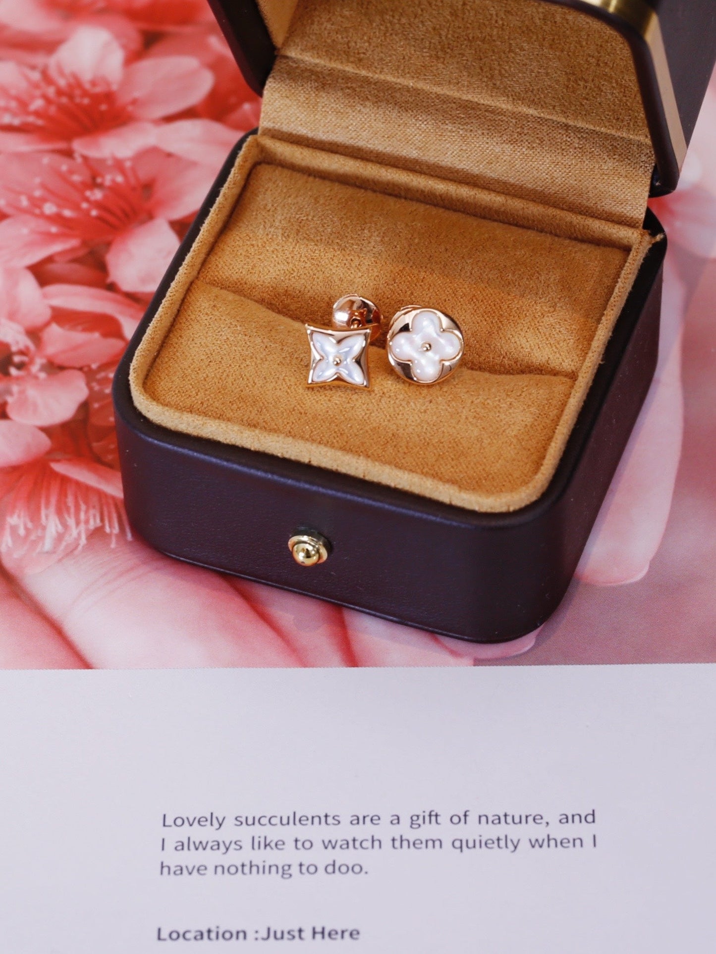 [Solara Jewelry]STAR AND SUN PINK GOLD MOP STUD EARRINGS