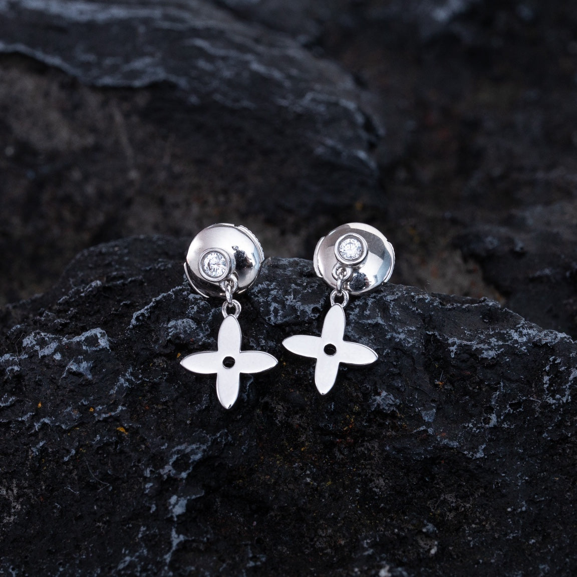 [Solara Jewelry]VIDYLLE SILVER DIAMOND MINI DROP EARRINGS