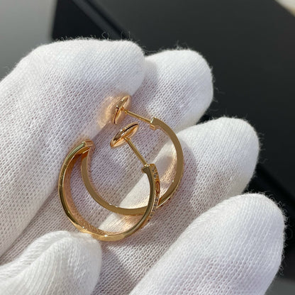 [Solara Jewelry]LOVE DIAMOND PINK GOLD HOOP EARRINGS