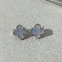 [Solara Jewelry]CLOVER CHALCEDONY SILVER STUD EARRINGS