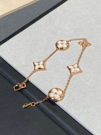 [Solara Jewelry]STAR AND SUN 5 MOTIF MOP PINK GOLD BRACELET