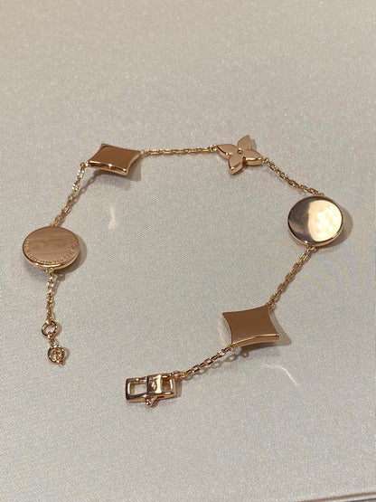 [Solara Jewelry]STAR AND SUN 5 MOTIF MOP PINK GOLD BRACELET