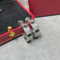 [Solara Jewelry]LOVE CERAMIC DIAMOND PAVED SILVER EARRINGS