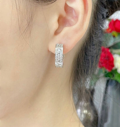 [Solara Jewelry]LOVE 5.5MM DIAMOND PAVED EARRINGS