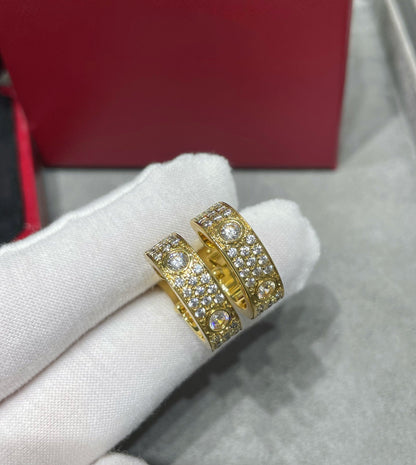 [Solara Jewelry]LOVE 5.5MM DIAMOND PAVED EARRINGS