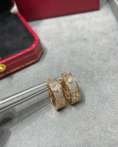 [Solara Jewelry]LOVE 5.5MM DIAMOND PAVED EARRINGS