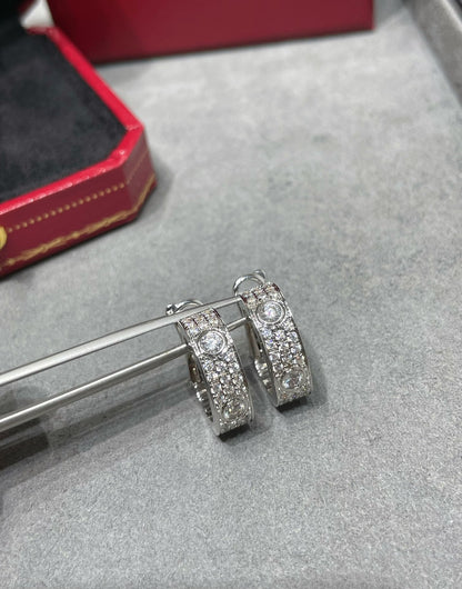 [Solara Jewelry]LOVE 5.5MM DIAMOND PAVED EARRINGS