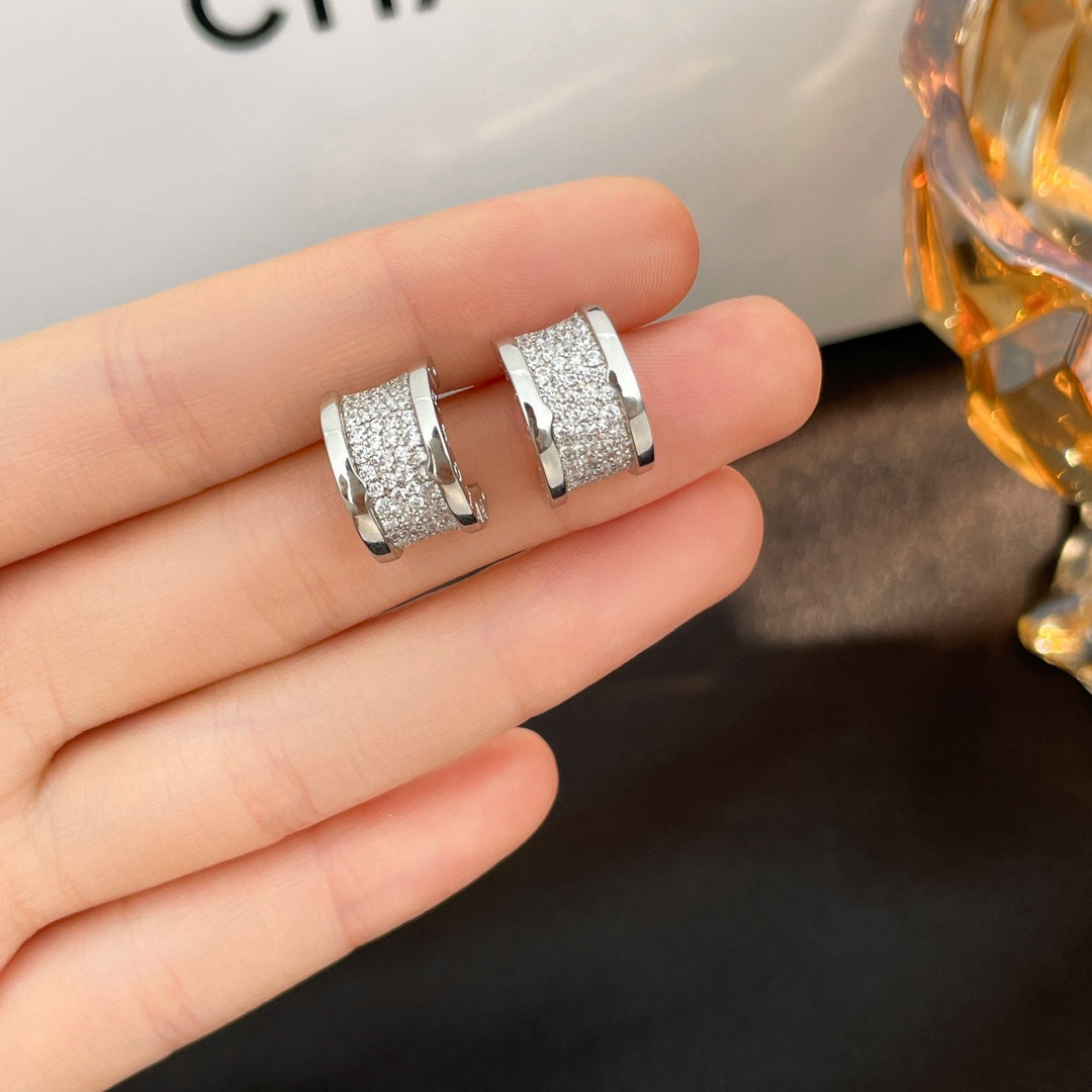 [Solara Jewelry]ZERO 1 DIAMOND PAVED EARRINGS