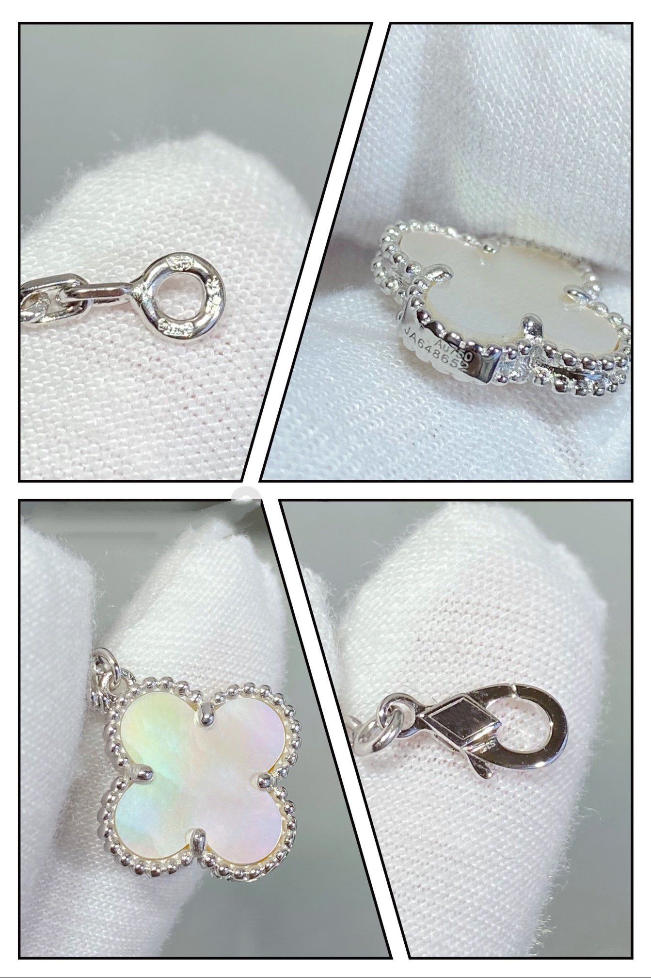 [Solara Jewelry]CLOVER 5 MOTIF WHITE MOP SILVER BRACELET