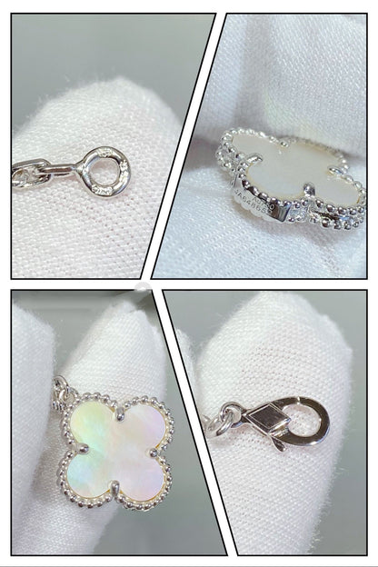 [Solara Jewelry]CLOVER 5 MOTIF WHITE MOP SILVER BRACELET