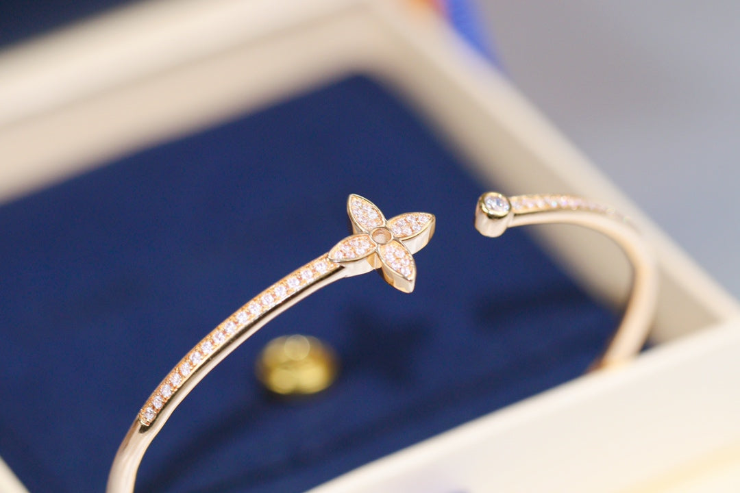 [Solara Jewelry]IDYLLE PINK GOLD OPEN BRACELET DIAMOND PAVED