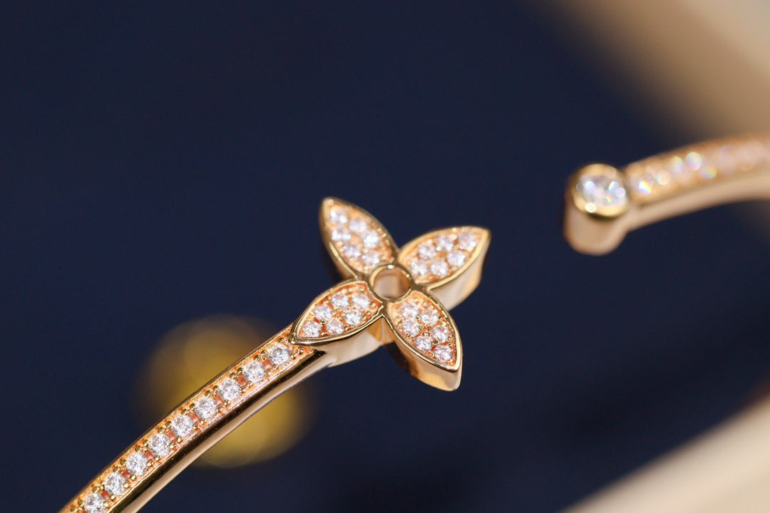 [Solara Jewelry]IDYLLE PINK GOLD OPEN BRACELET DIAMOND PAVED