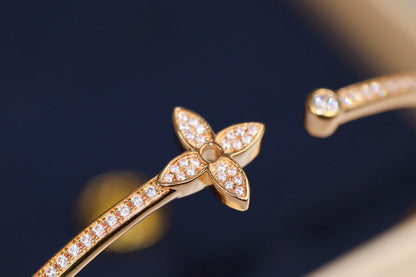 [Solara Jewelry]IDYLLE PINK GOLD OPEN BRACELET DIAMOND PAVED
