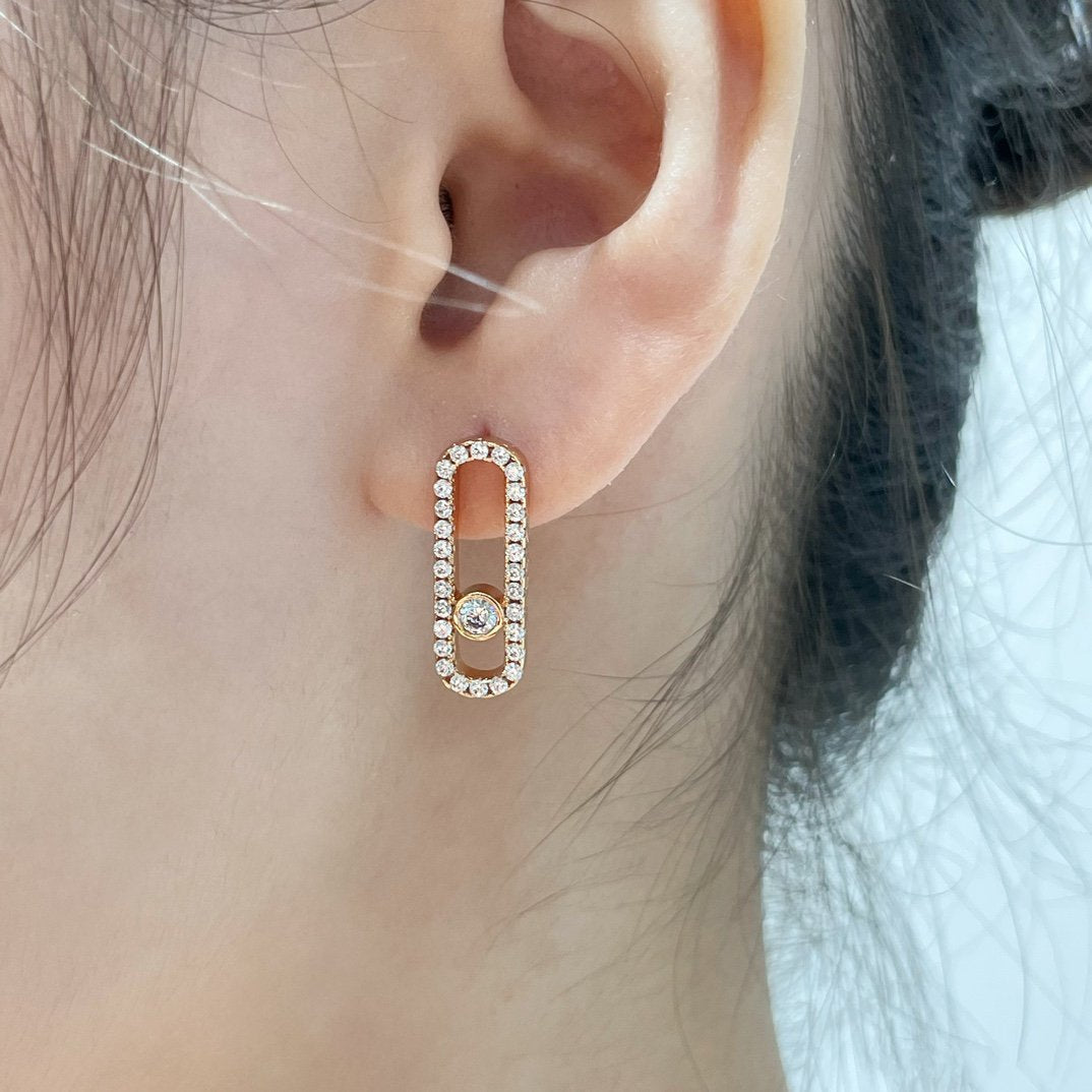 [Solara jewelry]MOVE UNO STUD DIAMOND PAVED EARRINGS