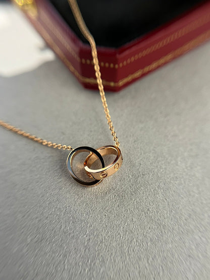 [Solara Jewelry]LOVE NECKLACE DOUBLE RING PINK GOLD