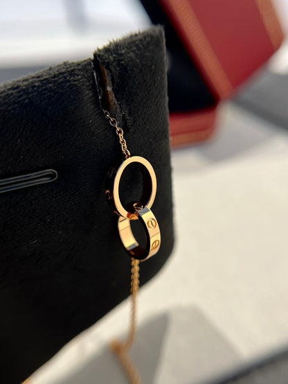 [Solara Jewelry]LOVE NECKLACE DOUBLE RING PINK GOLD