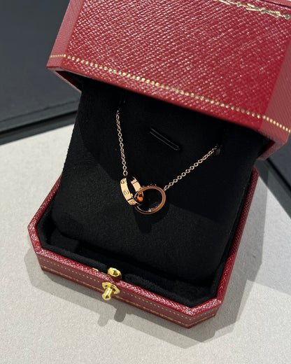[Solara Jewelry]LOVE NECKLACE DOUBLE RING PINK GOLD