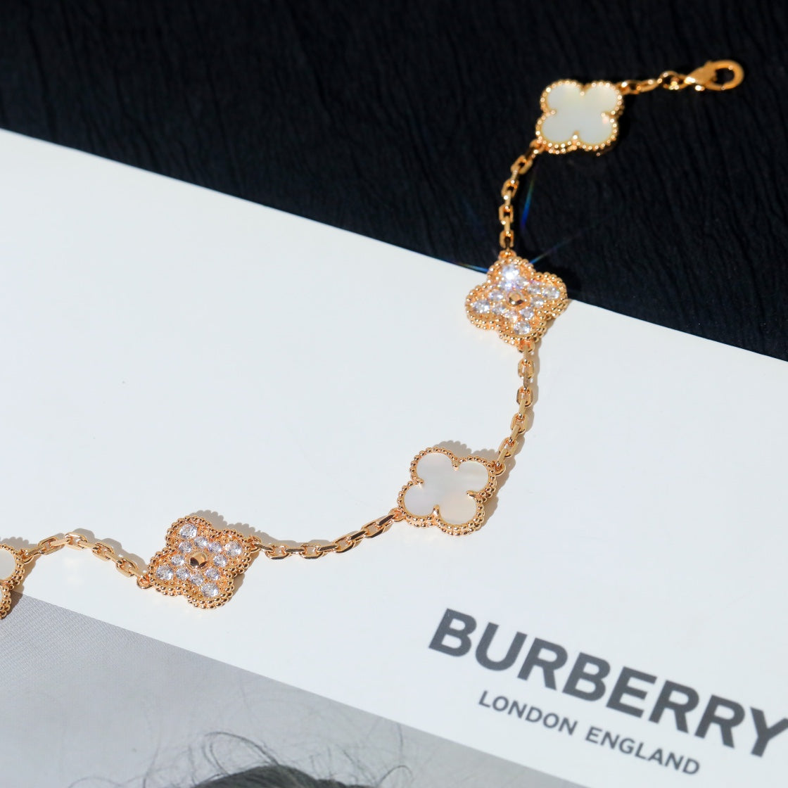 [Solara Jewelry]CLOVER BRACELET 5 MOTIF WHITE MOP DIAMOND