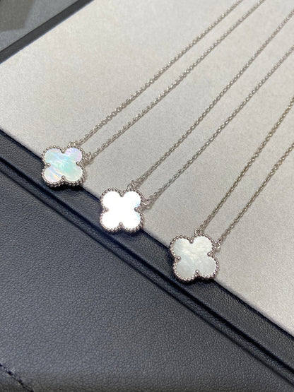[Solara Jewelry]CLOVER MEDIUM SILVER WHITE MOP NECKLACE