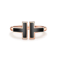 [Solara Jewelry]T SMALL ONYX PINK GOLD RING