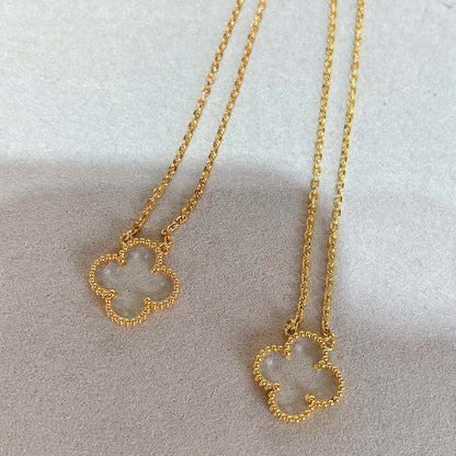 [Solara Jewelry]CLOVER ROCK CRYSTAL ROSE GOLD NECKLACE