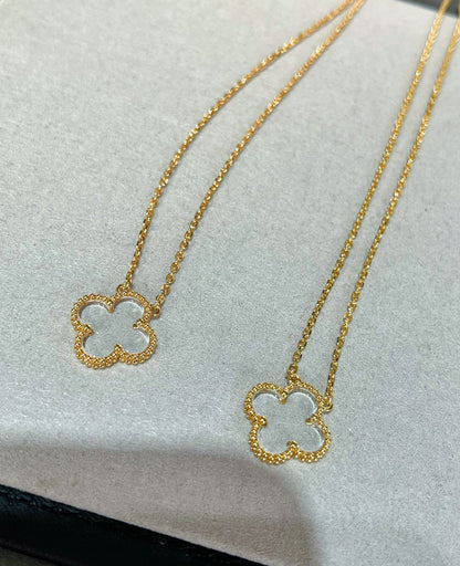 [Solara Jewelry]CLOVER ROCK CRYSTAL ROSE GOLD NECKLACE