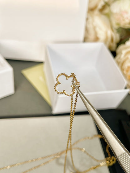 [Solara Jewelry]CLOVER ROCK CRYSTAL ROSE GOLD NECKLACE