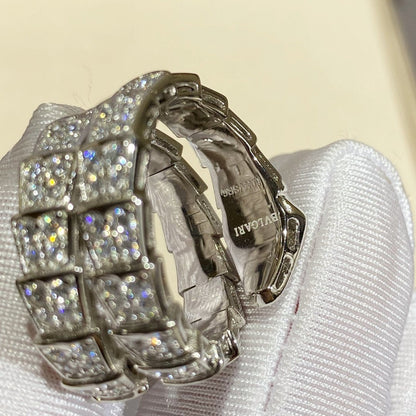 [Solara Jewelry]SERPENTI DOUBLE RING SILVER DIAMOND PAVED