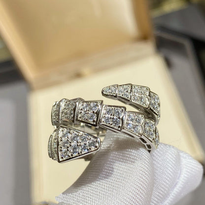 [Solara Jewelry]SERPENTI DOUBLE RING SILVER DIAMOND PAVED