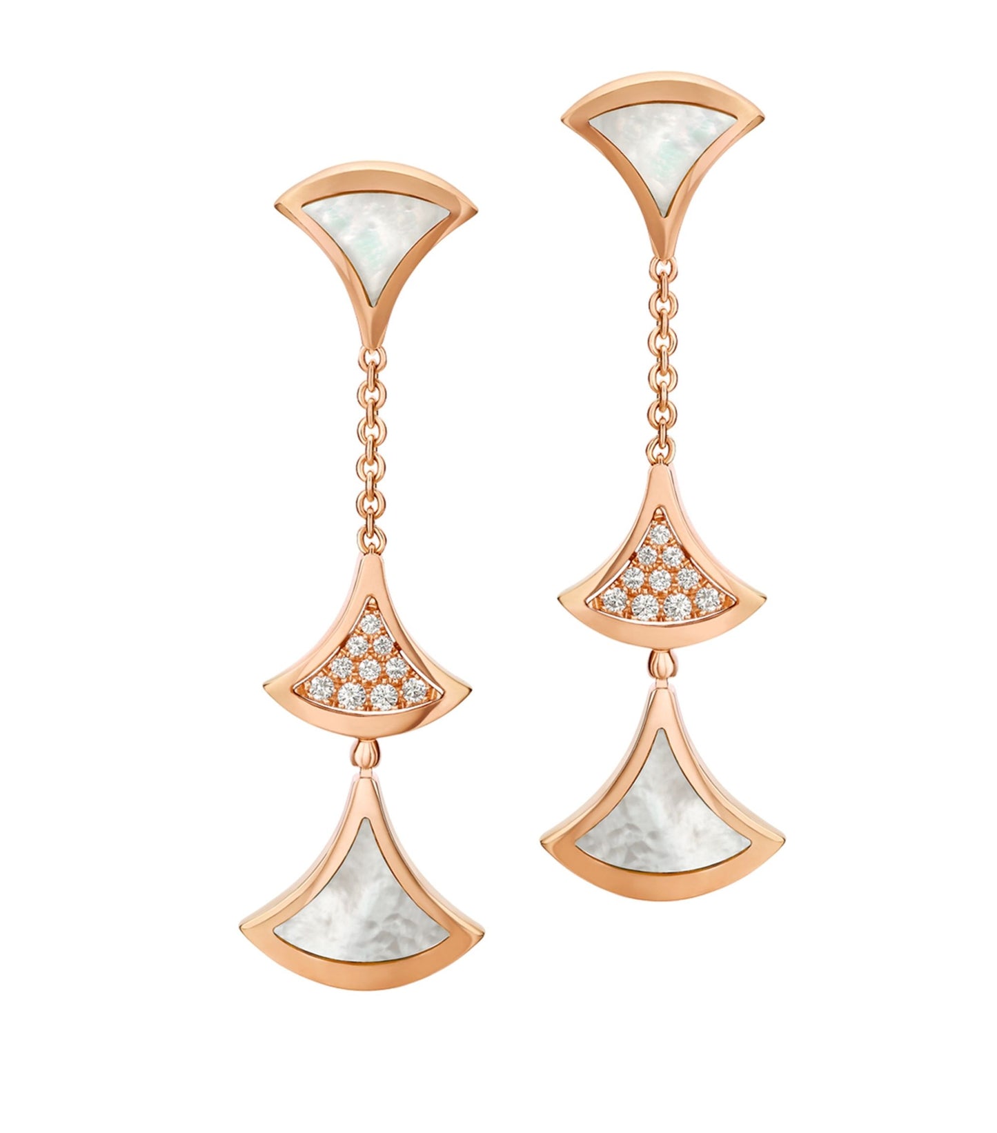 [Solara Jewelry]DREAM EARRINGS 3 MOTIFS DIAMOND MOP PINK GOLD