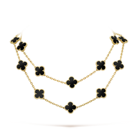 [Solara Schmuck]KLEEBELATT HALSKETTE MIT 20 MOTIVEN ONYX
