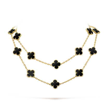 [Solara Jewelry]CLOVER 20 MOTIFS ONYX NECKLACE