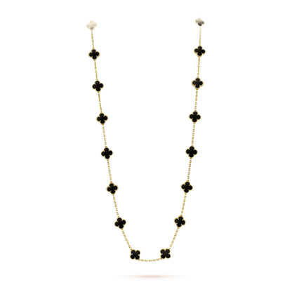 [Solara Jewelry]CLOVER 20 MOTIFS ONYX NECKLACE