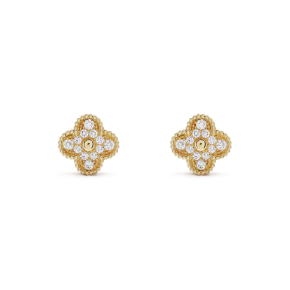 [Solara Jewelry]CLOVER MEDIUM 1 MOTIFS FUll DIAMOND EARRINGS