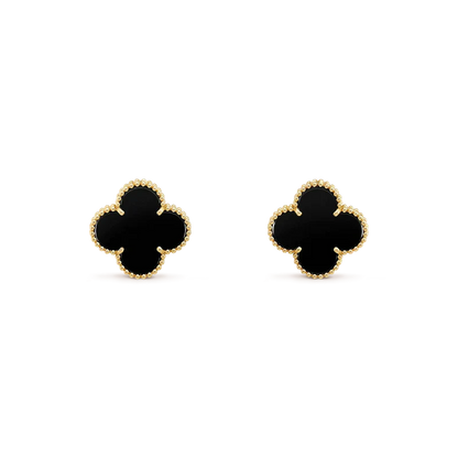 [Solara Jewelry]CLOVER MEDIUM 1 MOTIFS  ONYX STUD EARRINGS