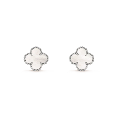 [Solara Jewelry]CLOVER MEDIUM 1 MOTIFS  WHITE MOP EARRINGS SILVER