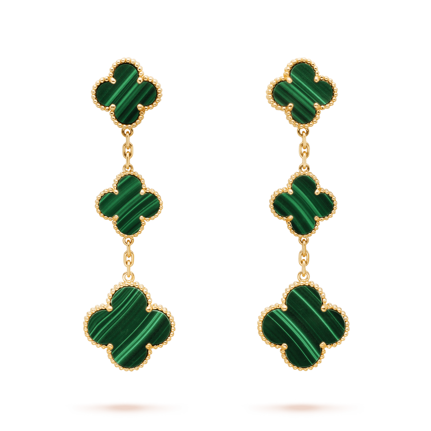 [Solara Jewelry]CLOVER MALACHITE 3 MOTIFS GOLD